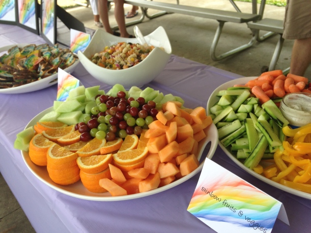 Rainbow fruit and veggie platters